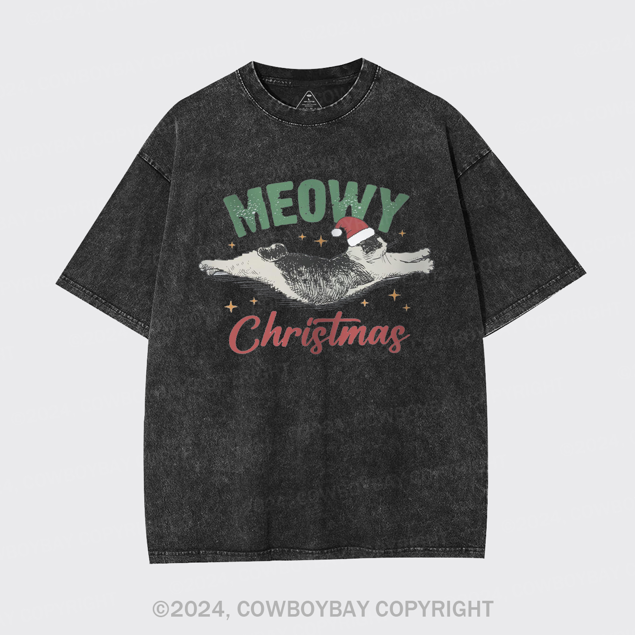 Funny Meowy Christmas Garment-dye Tees