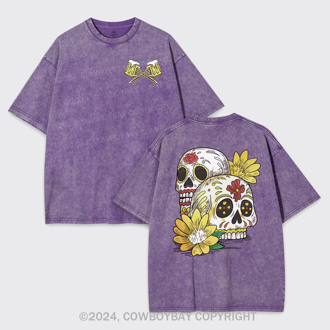 Beer Skull Montage Garment-dye Tees