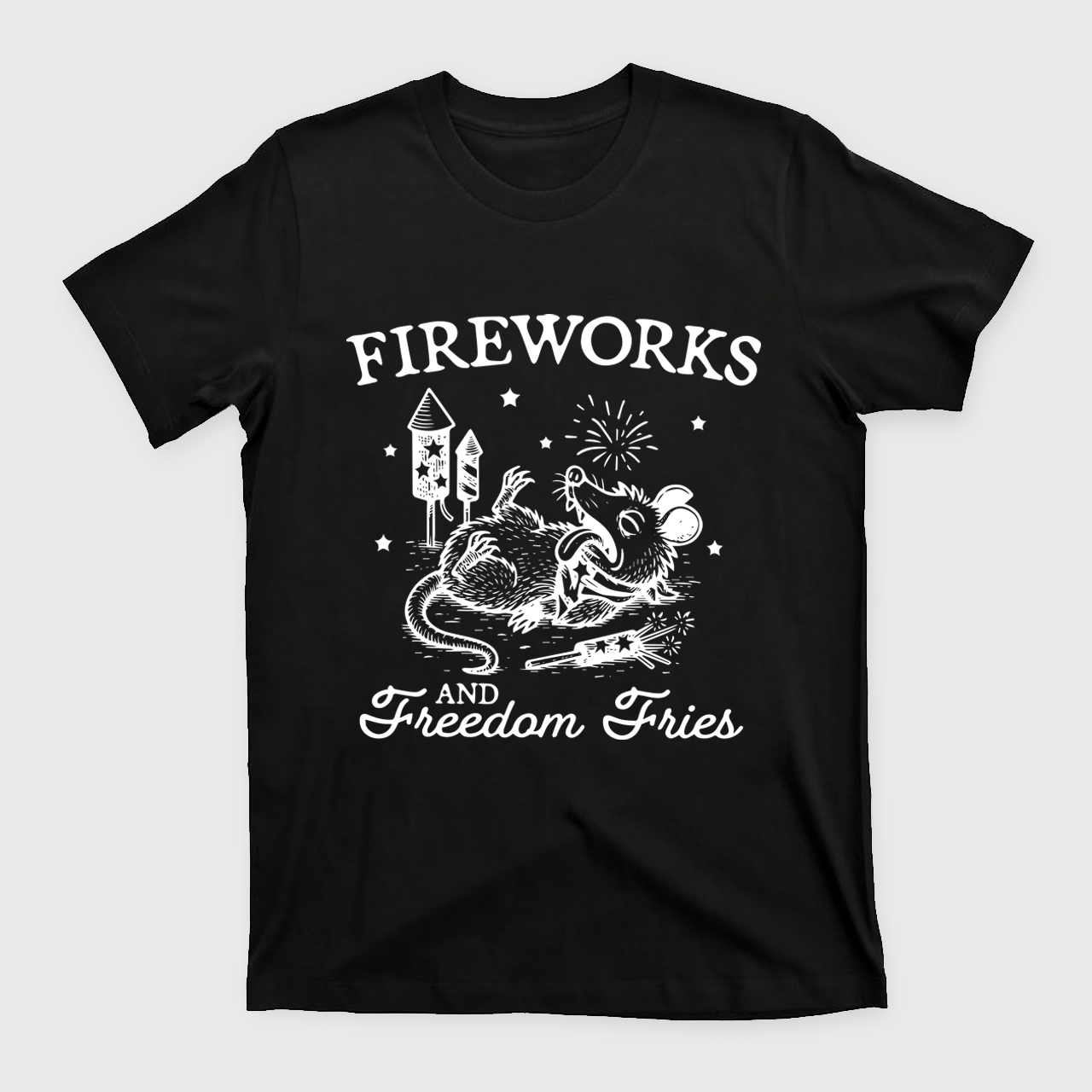Funny Opossum-Freedom Fireworks T-Shirts