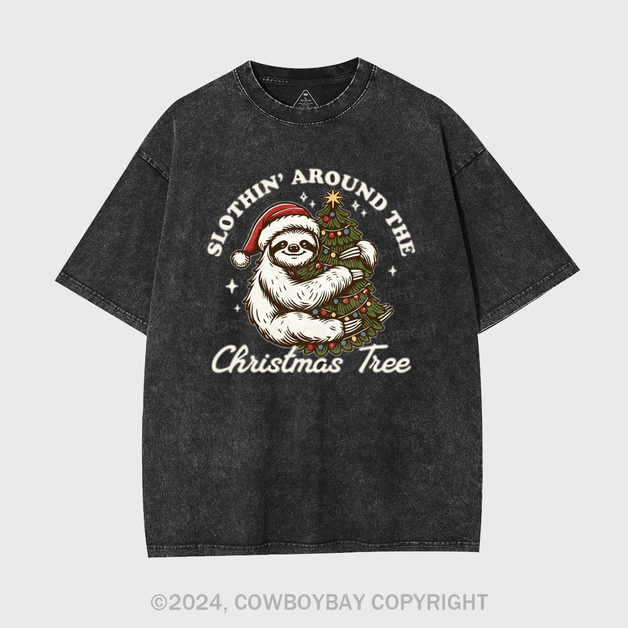Slothin Around The Christmas Tree Garment-dye Tees