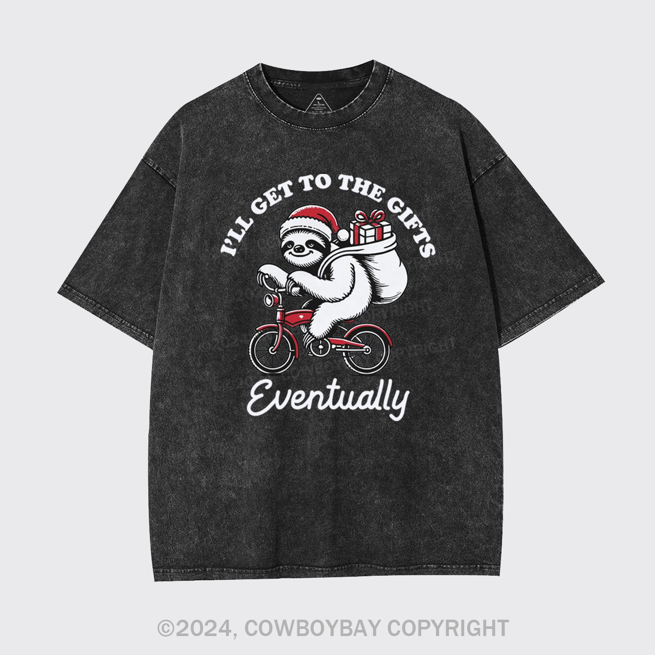 Merry Christmas Sloth Garment-dye Tees