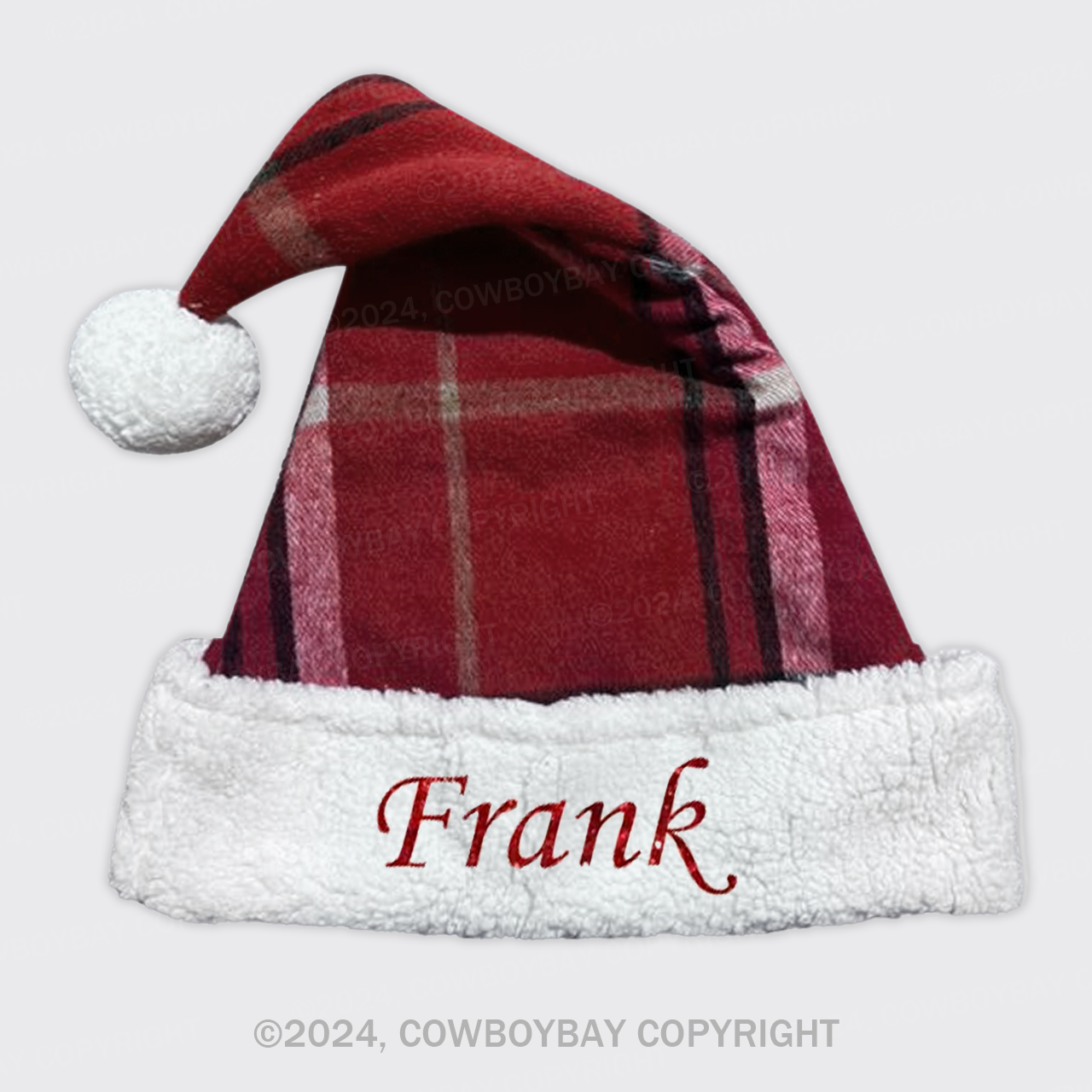 Personalized Name Plaid Christmas Hat
