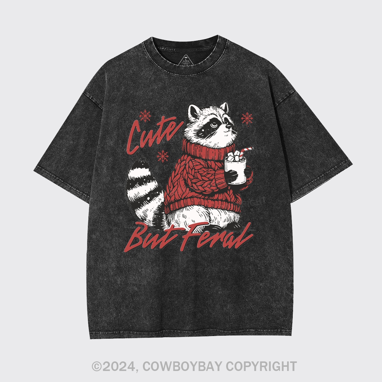 Funny Christmas Raccoon Garment-dye Tees