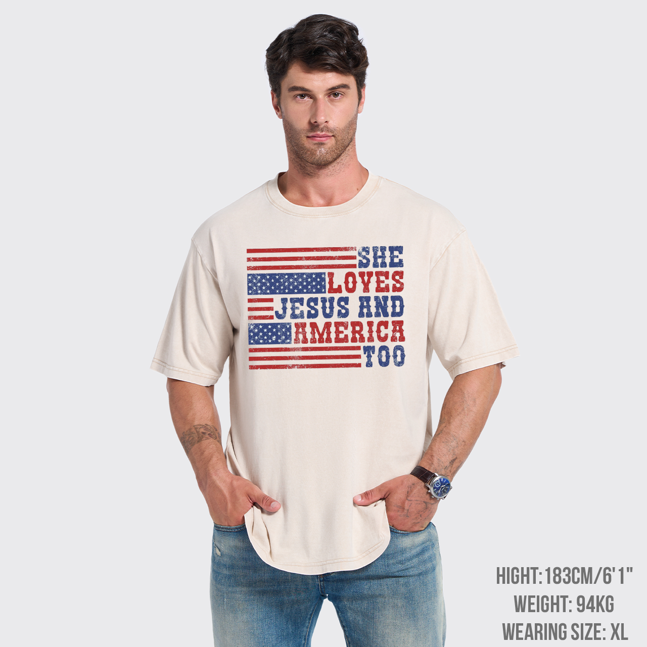 She Loves Jesus And America Too Garment-dye Tees