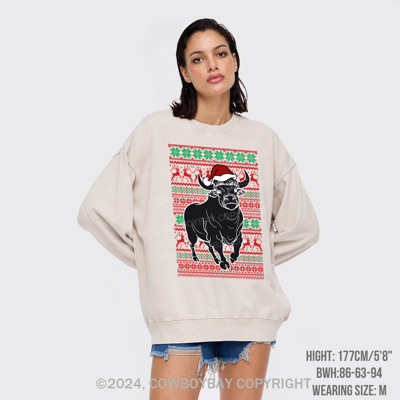 Cow Santa Washed Sweatshirts