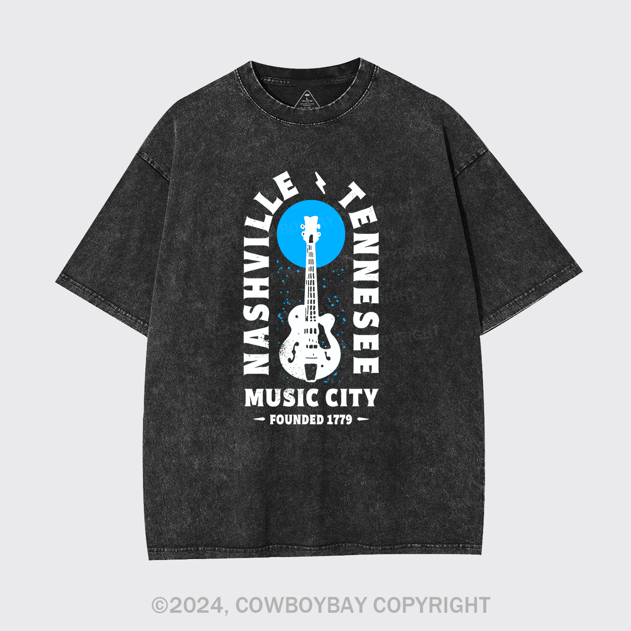 Nashville Tennessee Music City Guitar Garment-dye Tees