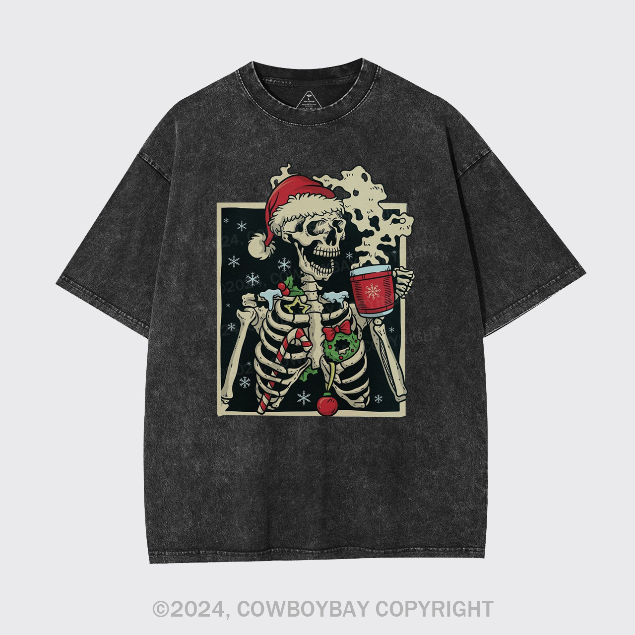 Dead Inside Skeleton Christmas Garment-dye Tees