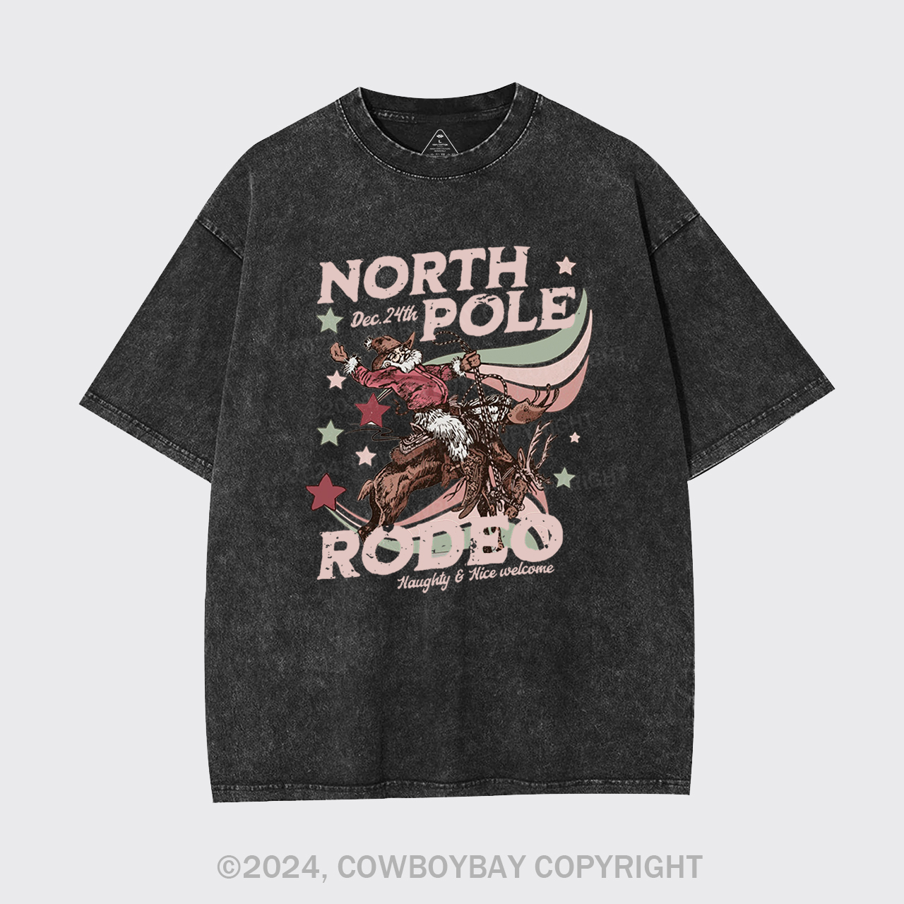 North Pole Rodeo Retro Western Christmas Garment-dye Tees