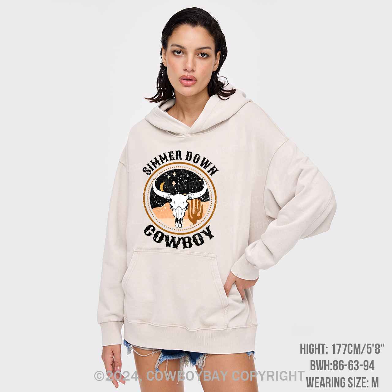 Simmer Down Western Cowboy Garment-Dye Hoodies