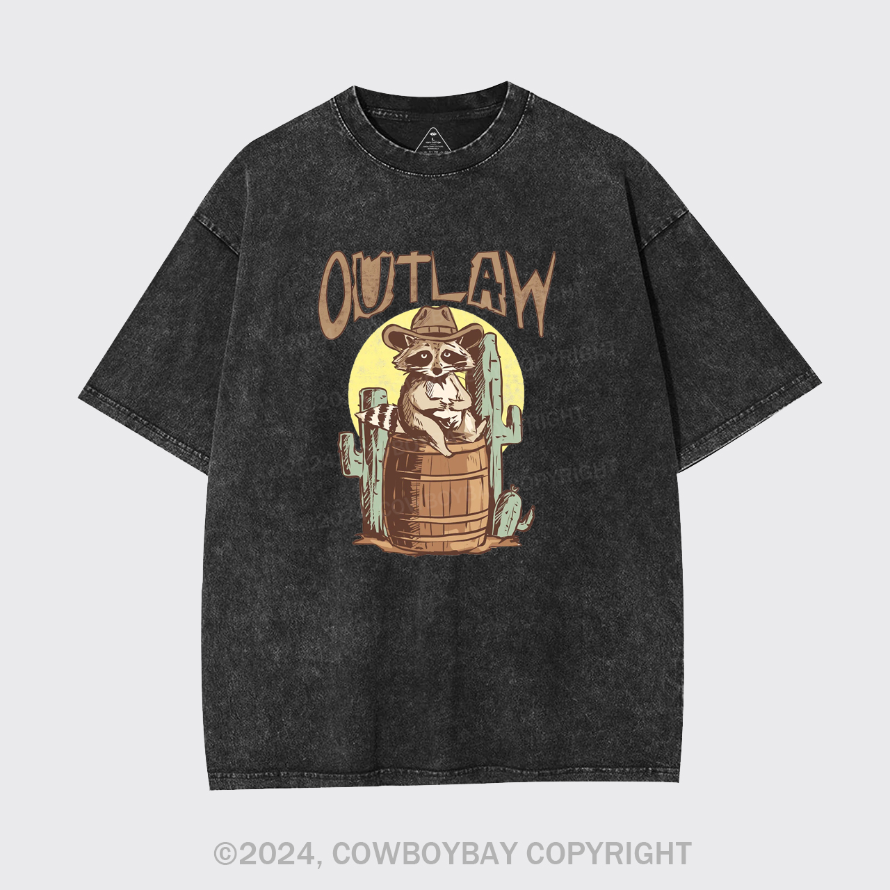 Retro Outlaw Raccoon Cowboy Garment-dye Tees