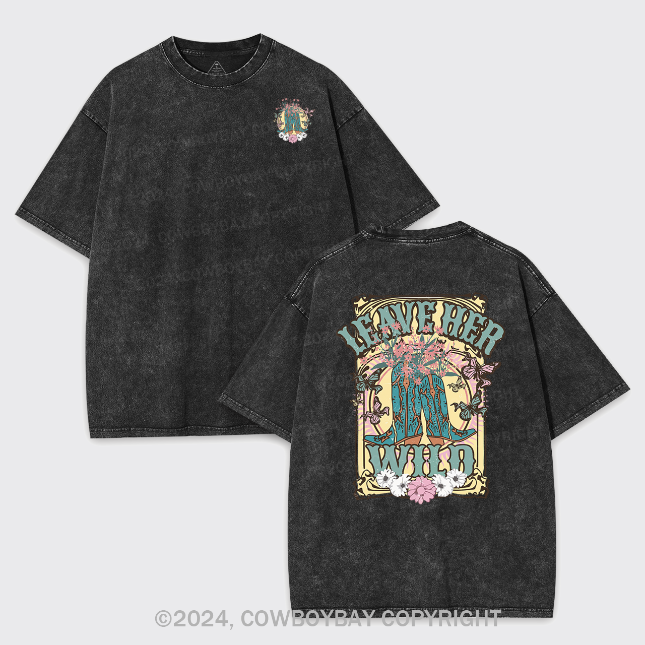 Leave Her Wild Western Cowboy Garment-dye Tees
