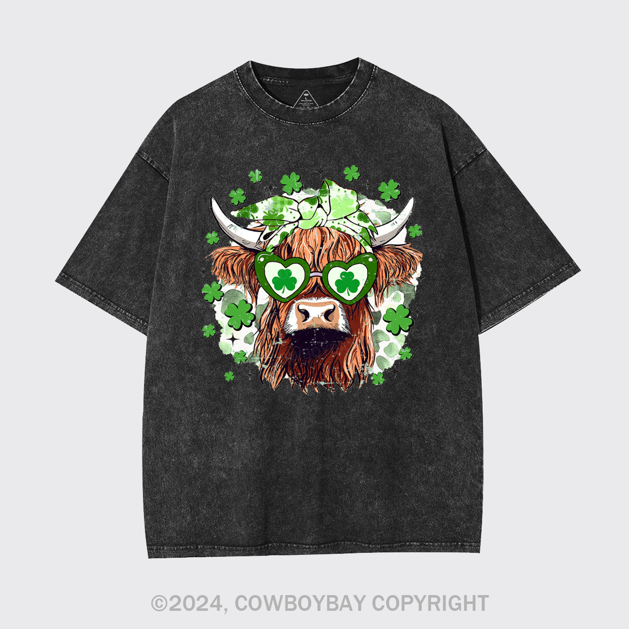 St Patrick's Day Highland Cow Garment-dye Tees