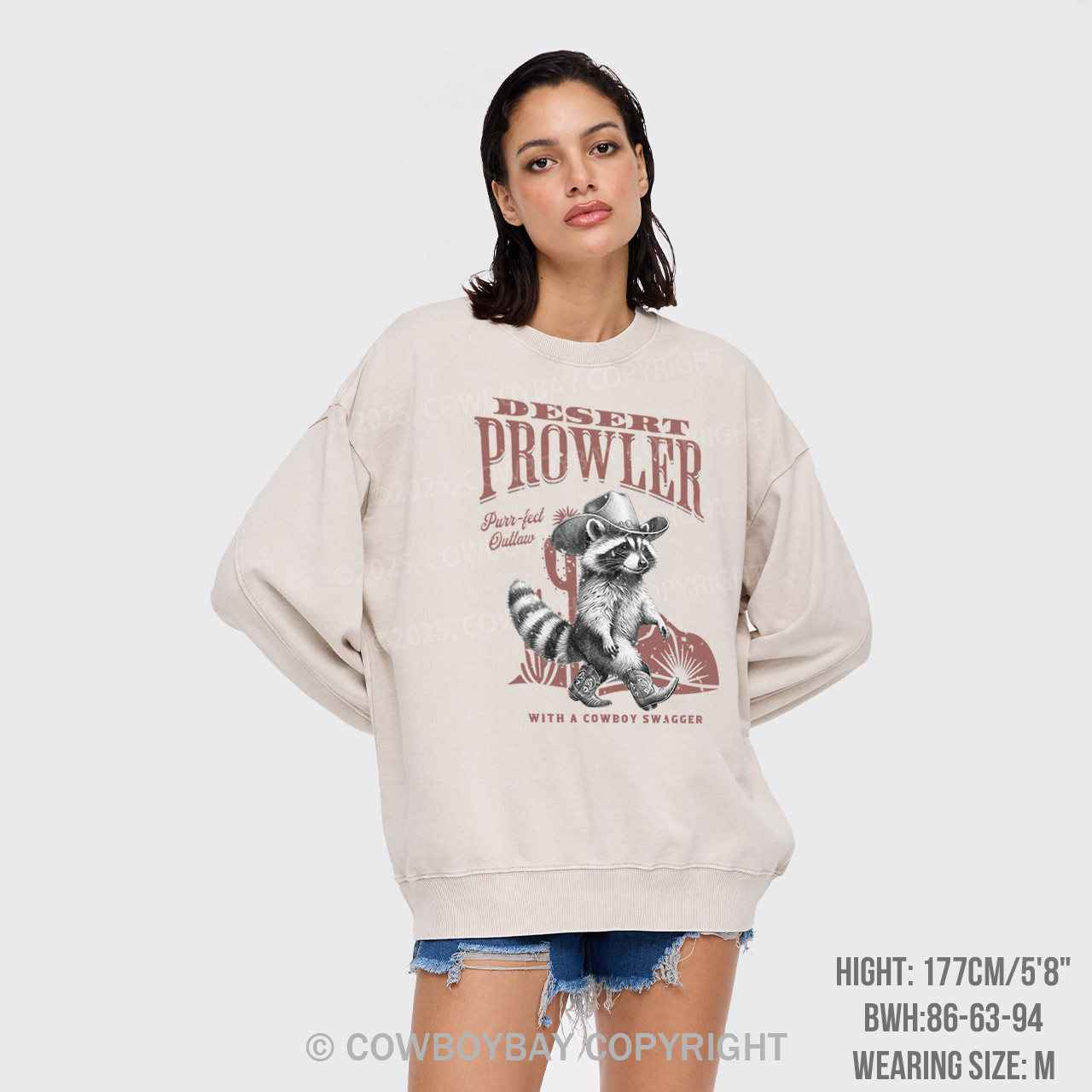 Retro Cowboy Raccoon Washed Sweatshirts