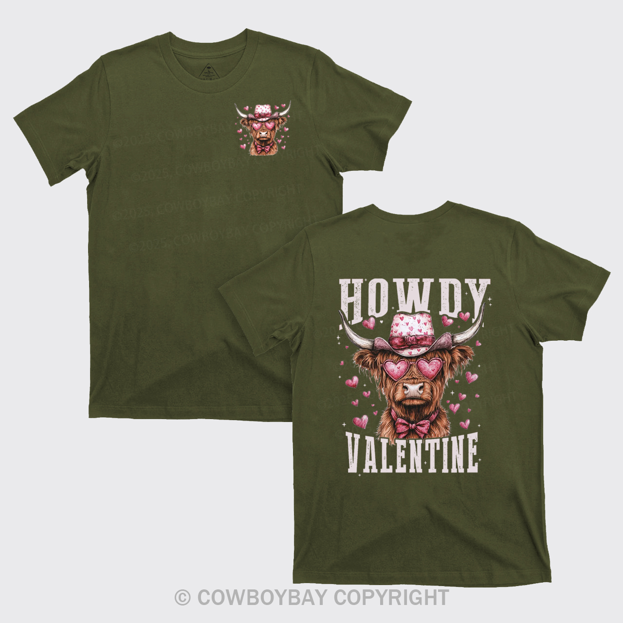 Valentine Highland Cow T-Shirts