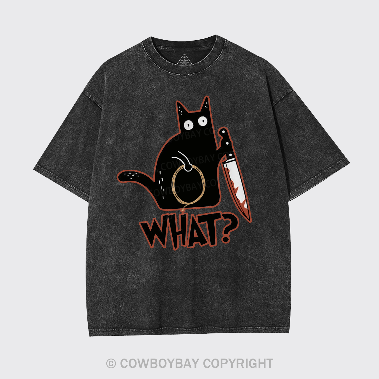 Murderous Black Cat With Knife Garment-dye Tees