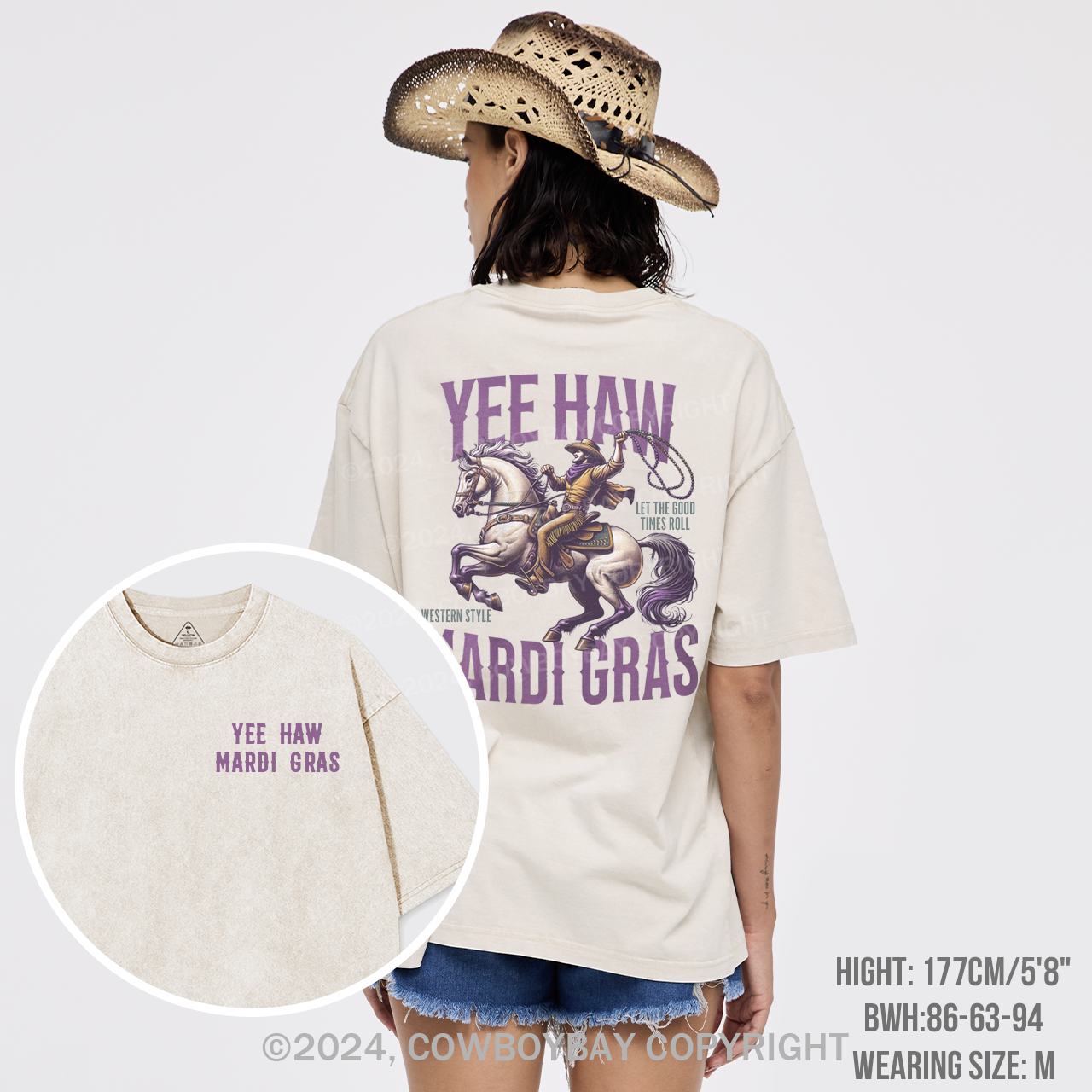 Yee Haw Mardi Gras Garment-dye Tees