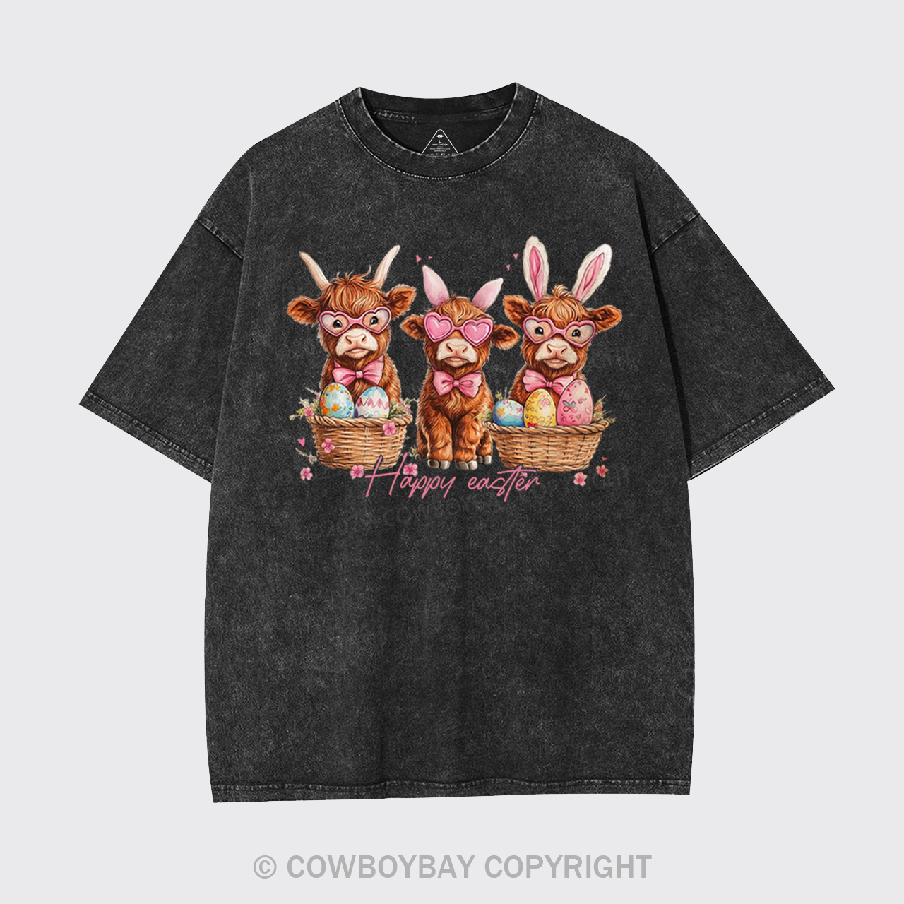 Easter Day Highland Cow Garment-dye Tees