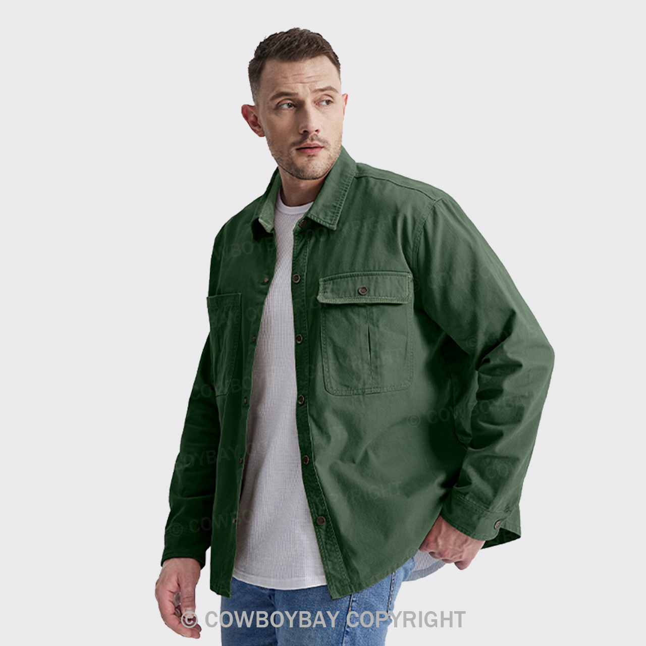 Green Corduroy Washed Cotton Shirt