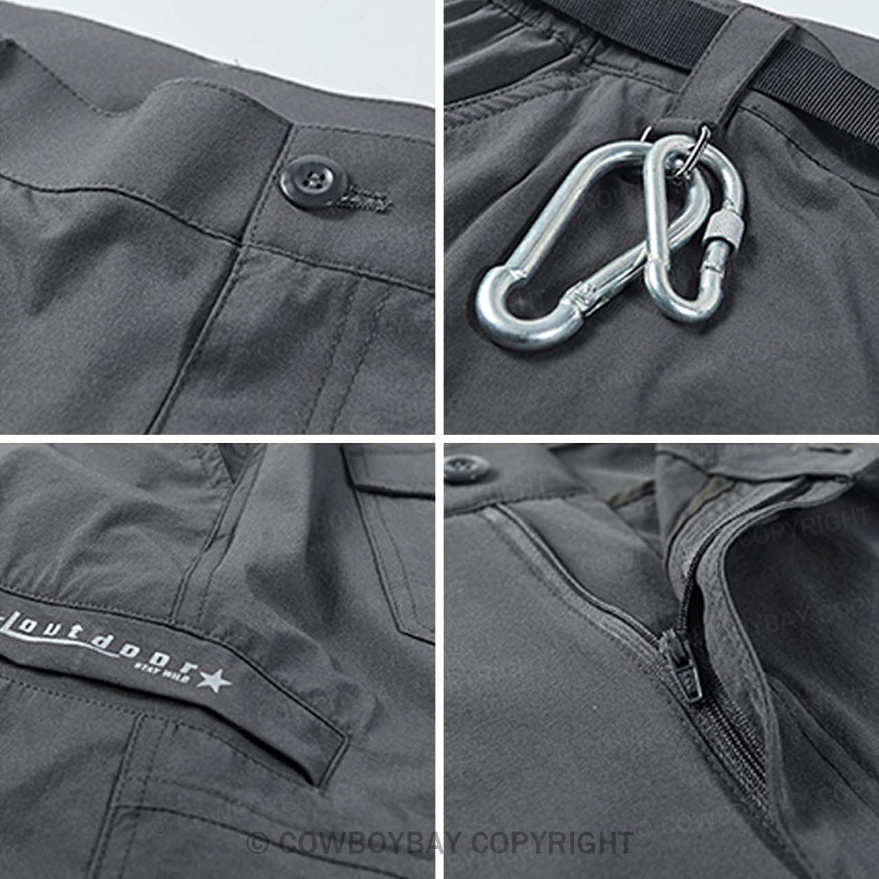 Men's Grey Multi-Pocket Quick-Drying Shorts