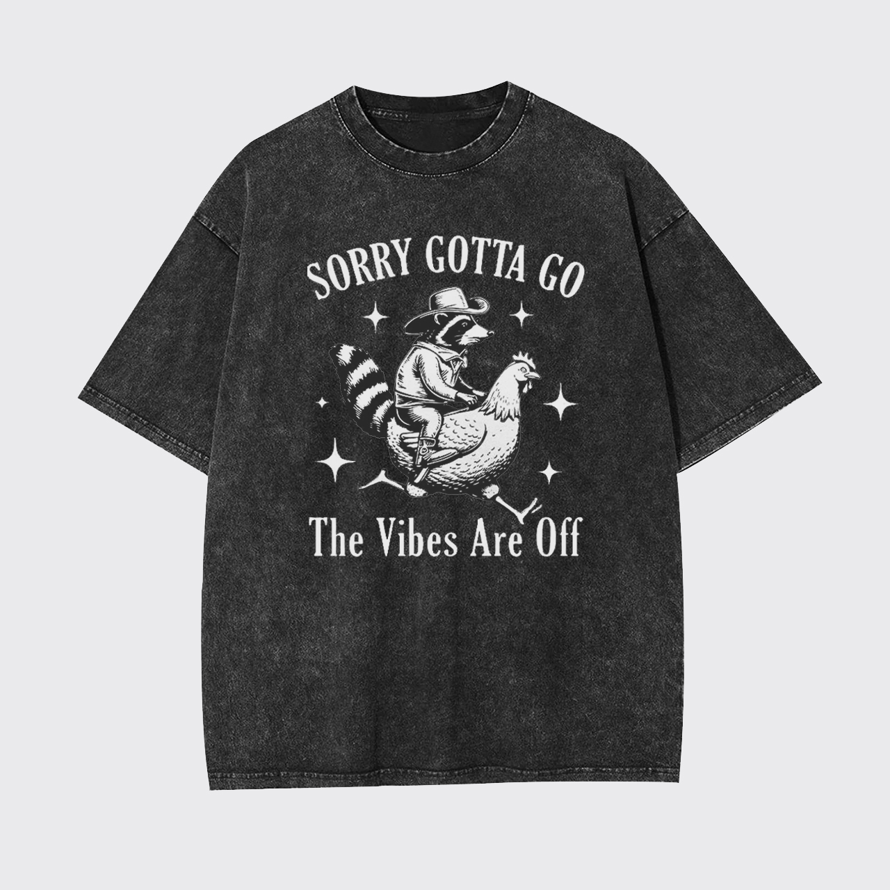 Cowboy Raccon Riding A Chicken Garment-dye Tees