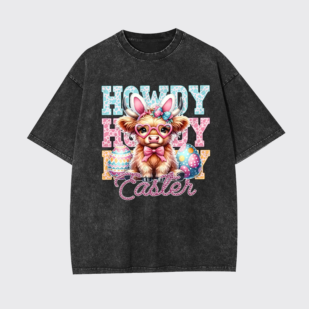 Howdy Easter Cute Highland Cow Garment-dye Tees