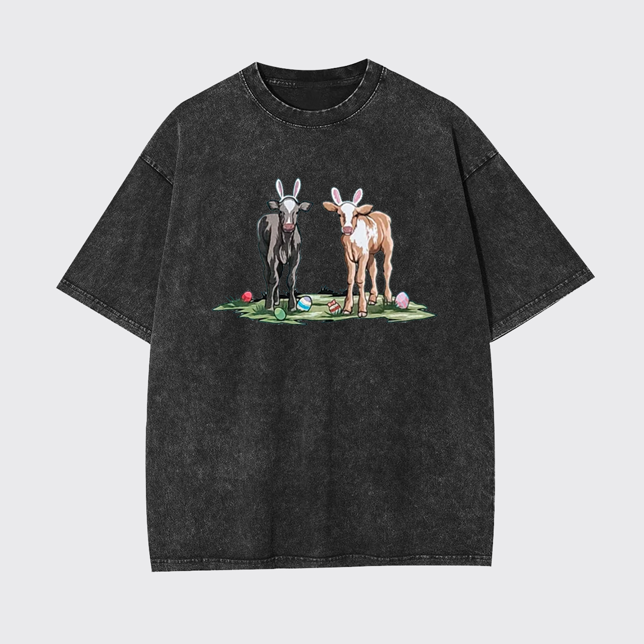 Easter Cute Cow Garment-dye Tees
