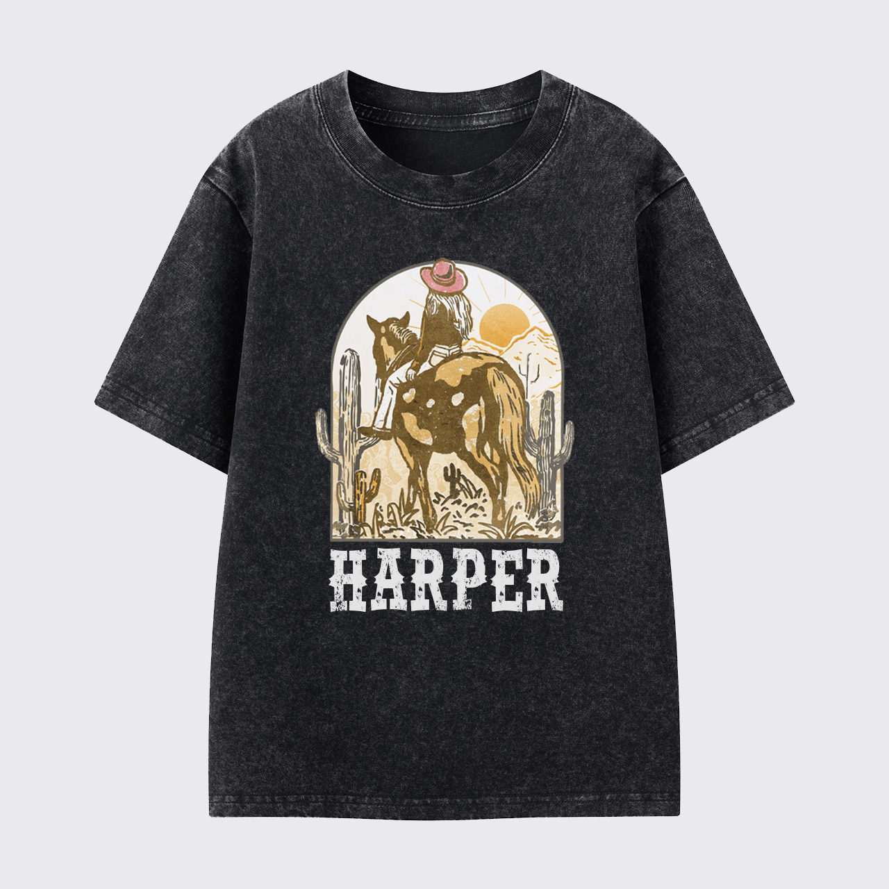 Personalized Pink Cowgirl Washed Toddler T-shirt