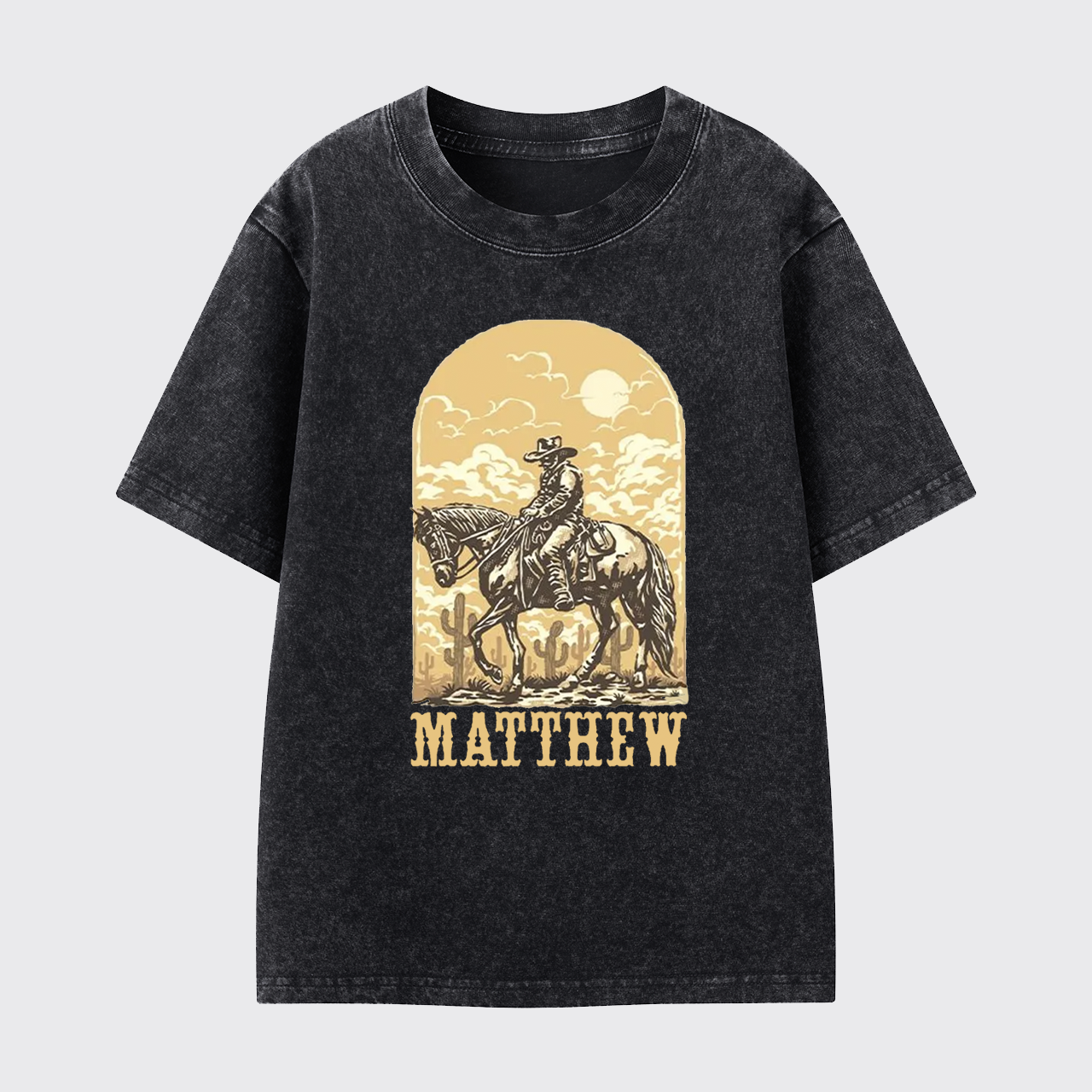 Personalized Cowboy Kids Washed Toddler T-shirt