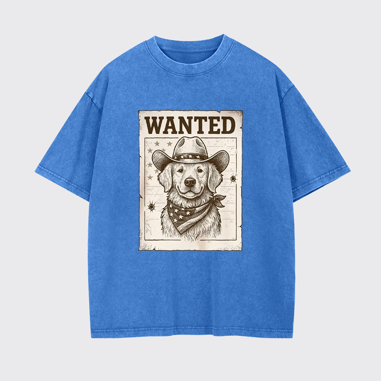 Wanted Poster Cowboy Dog Garment-dye Tees