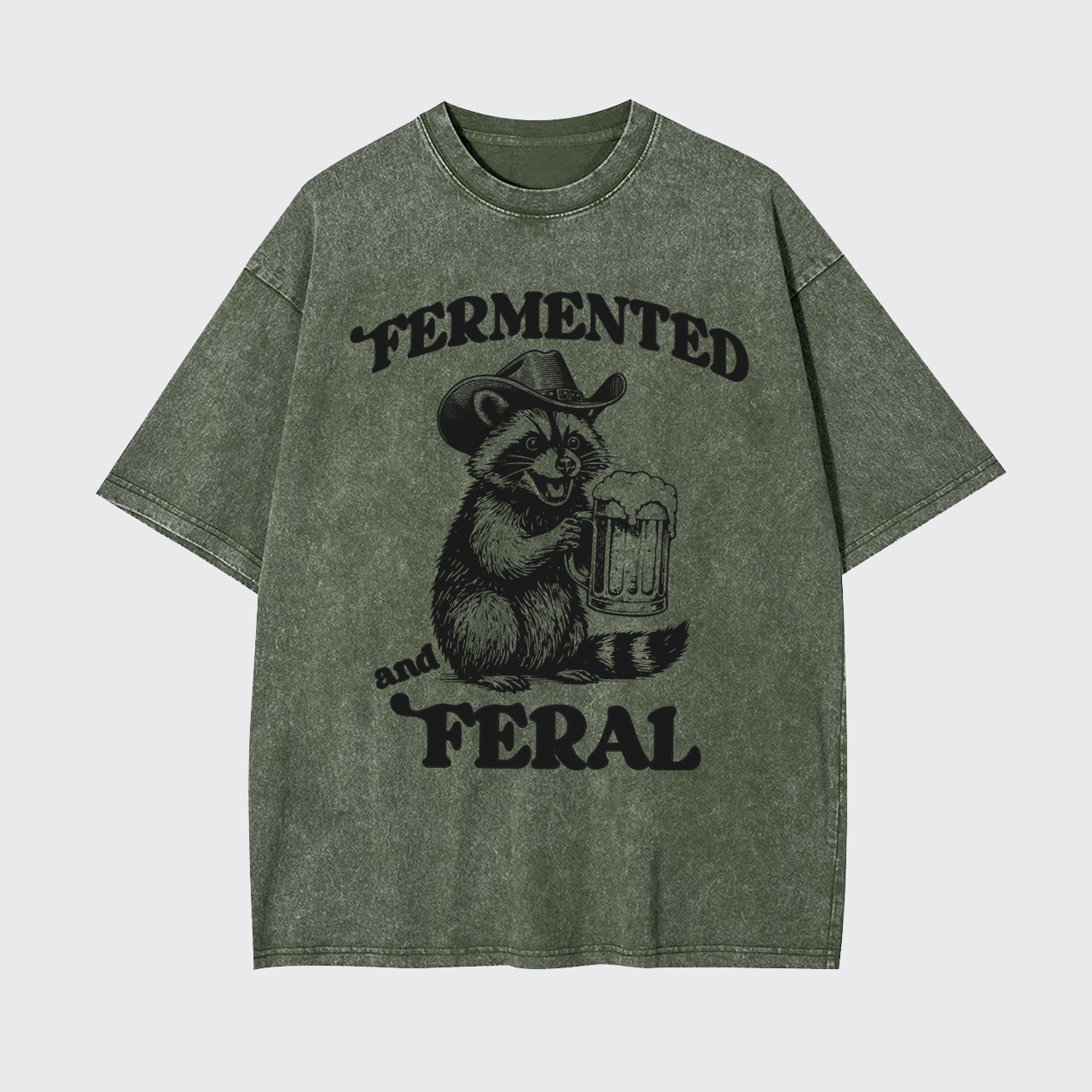 Fermented And Feral Funny Raccoon Garment-dye Tees