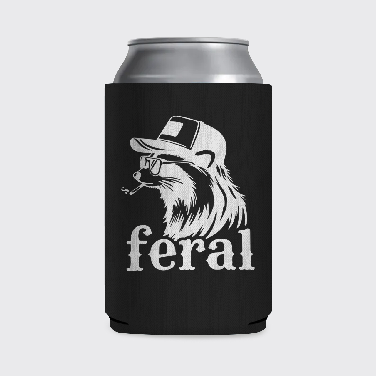 Feral Cowboy Raccoon Koozie