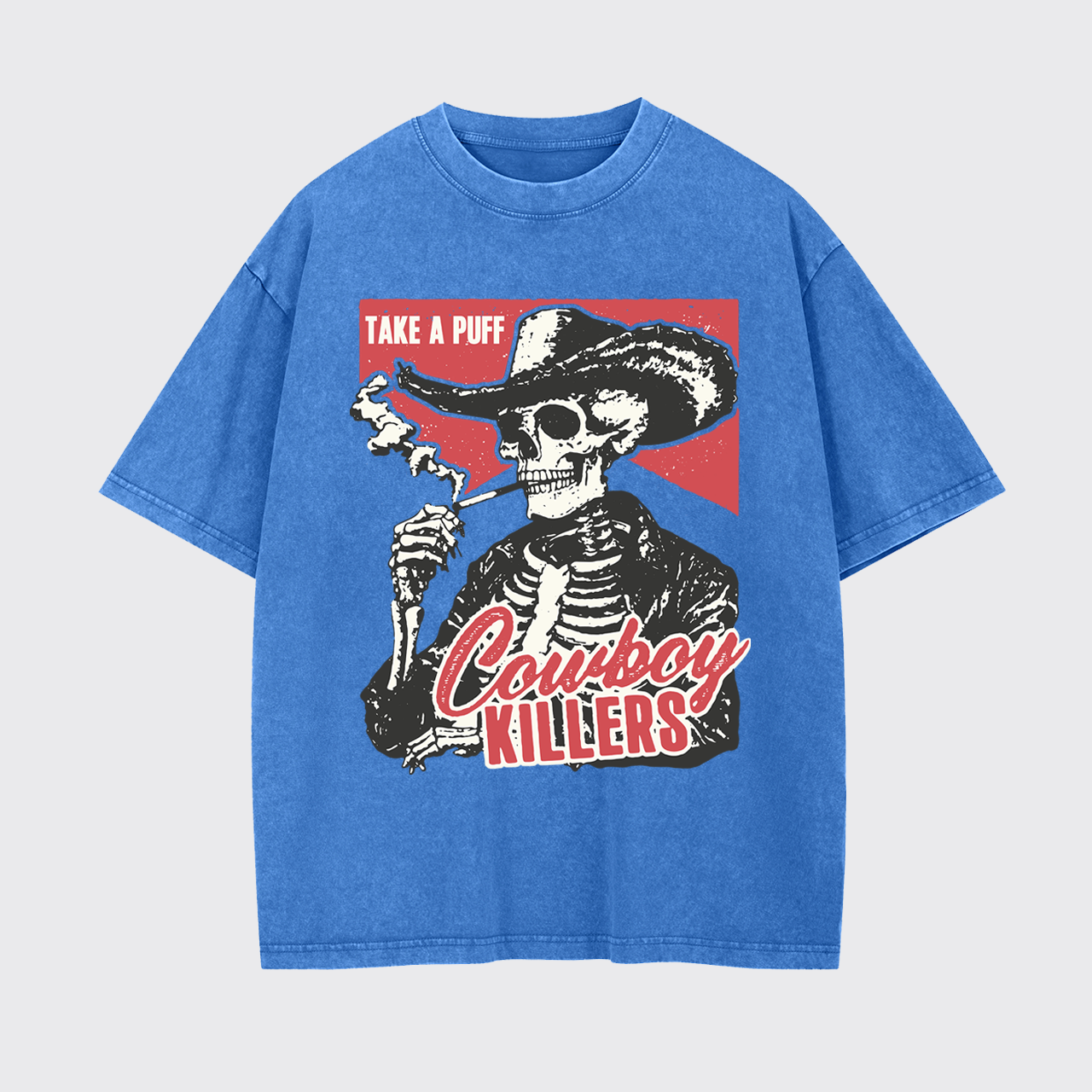 Smoking Skeleton Garment-dye Tees