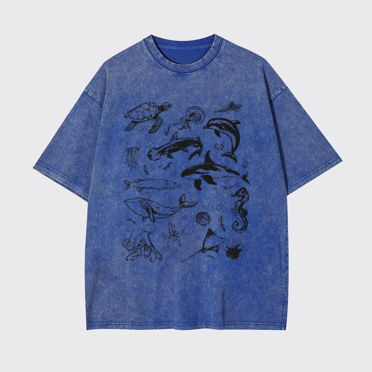 Sea Animal 90s Retro Garment-dye Tees
