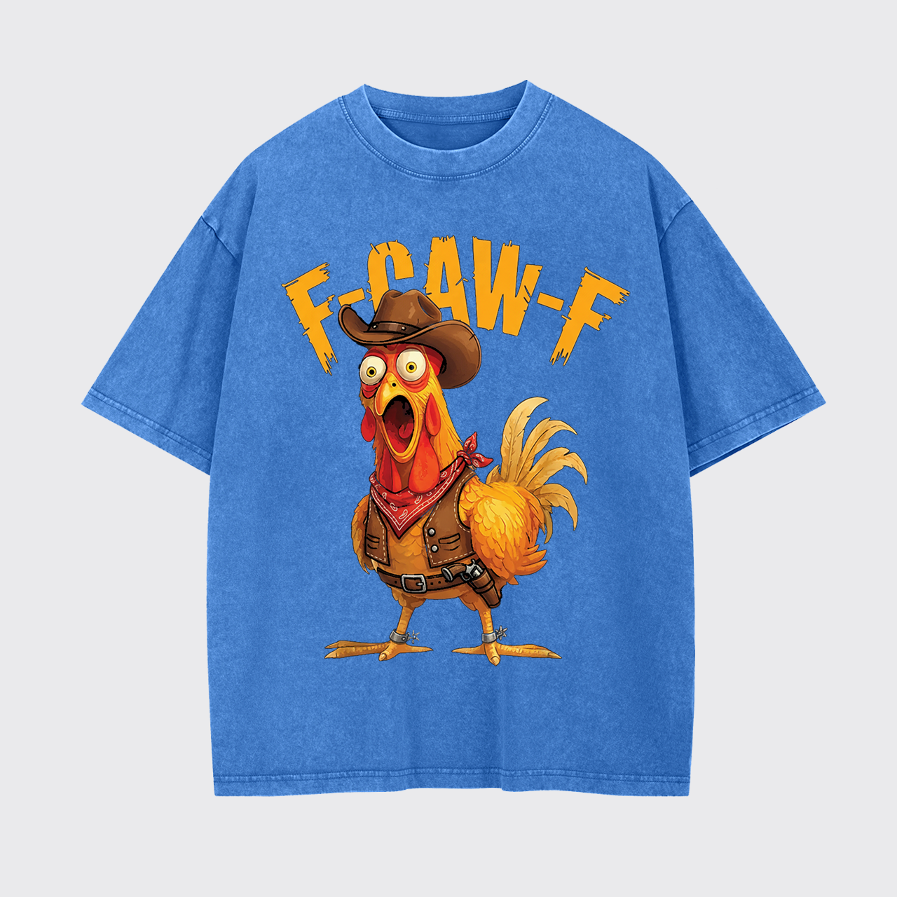 Funny Screaming Chicken F-CAW-F Garment-dye Tees