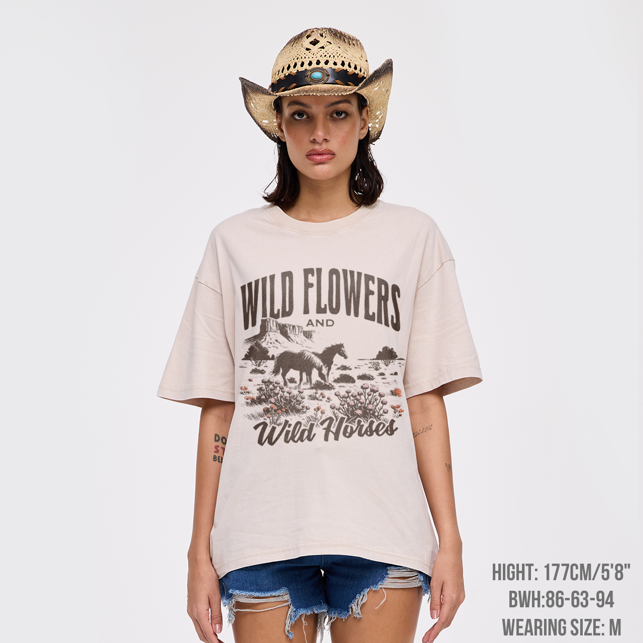 Vintage Western Wild Horses Wildflowers Garment-dye Tees