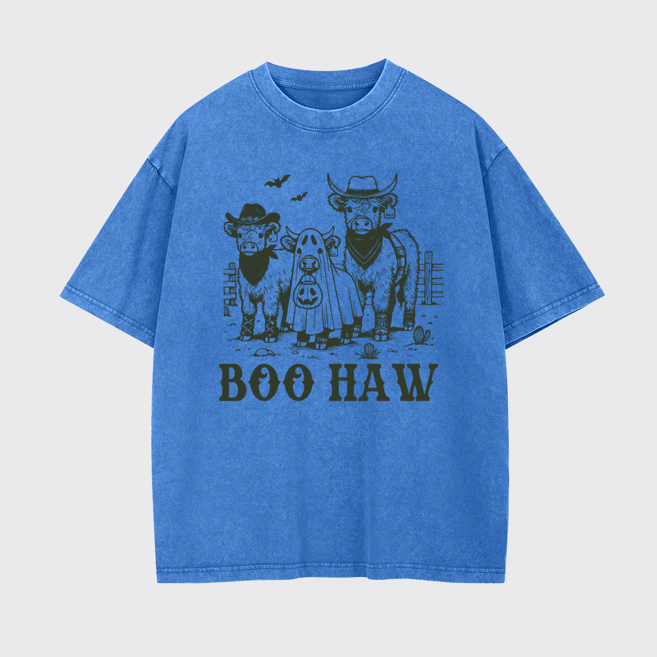 Boo Haw Highland Cow Halloween Garment-dye Tees
