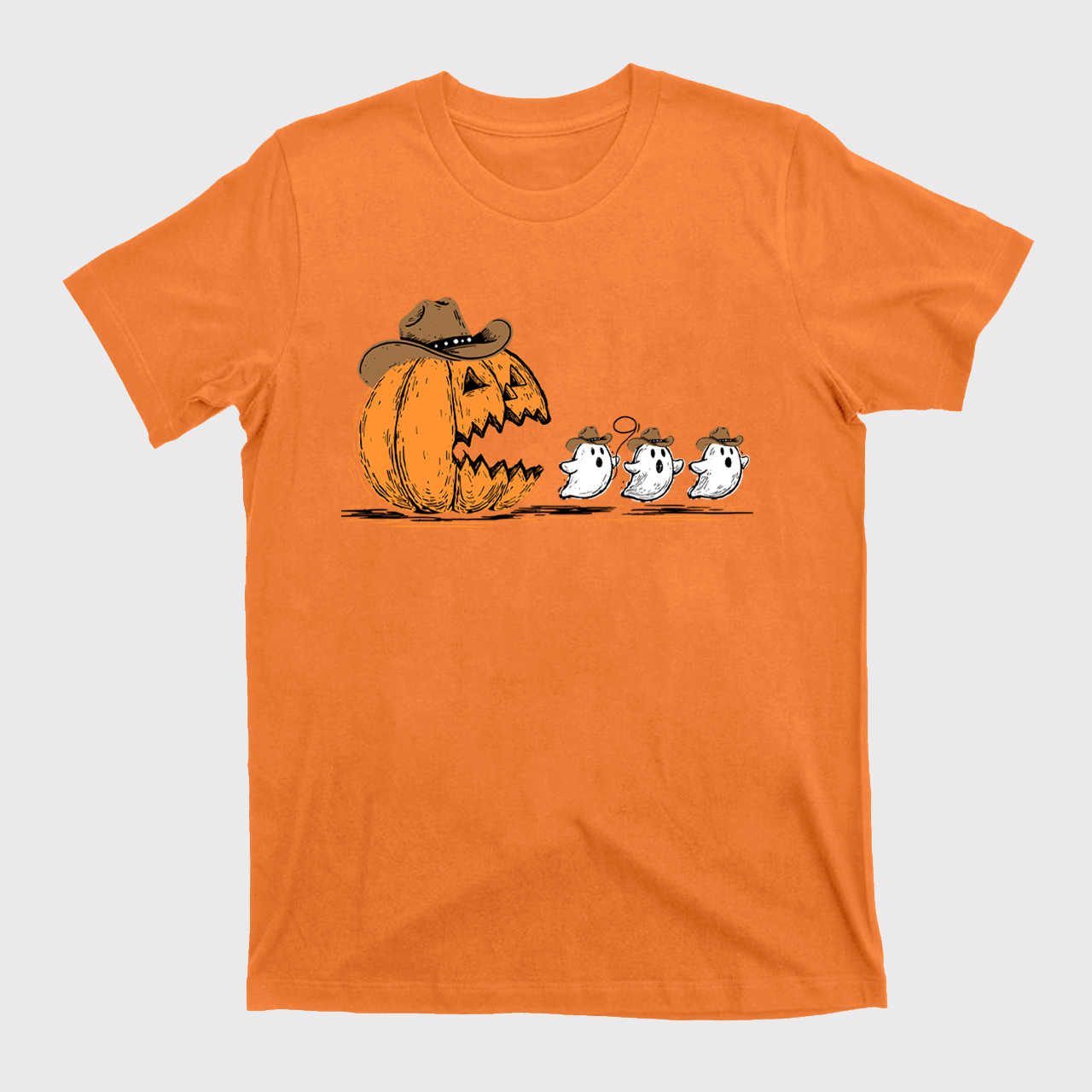 Spooky Halloween Pumpkin Chasing Ghost T-Shirts