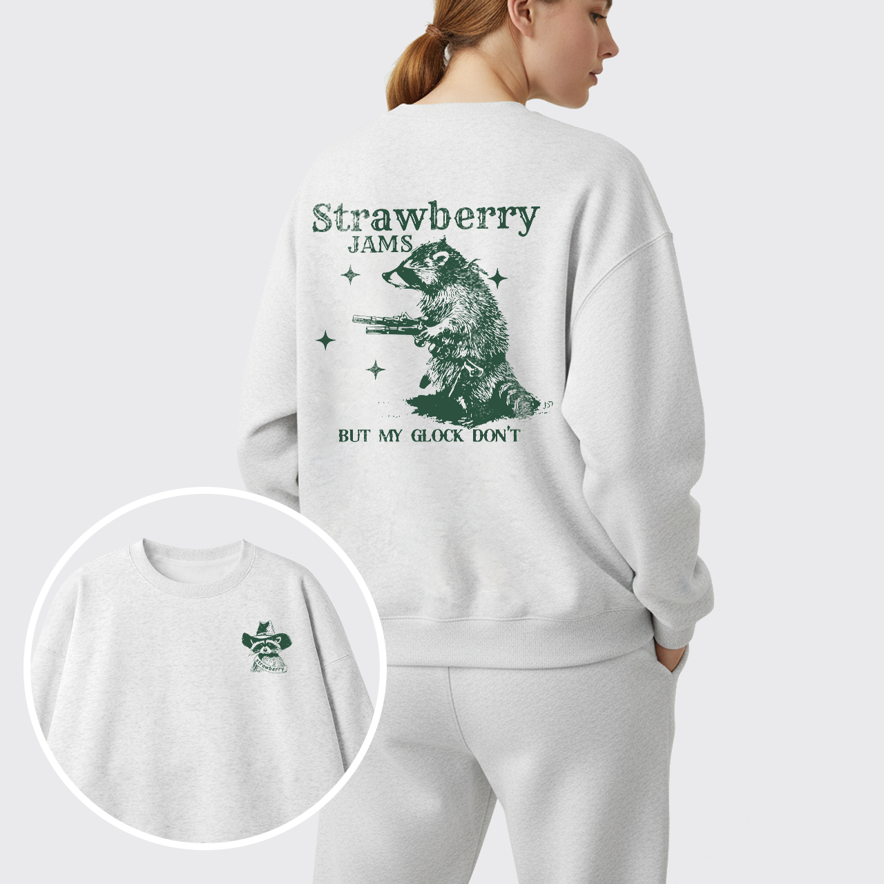 Snarky Sayings-Strawberry Jams But My Glock Don't Fleece Sweatshirt