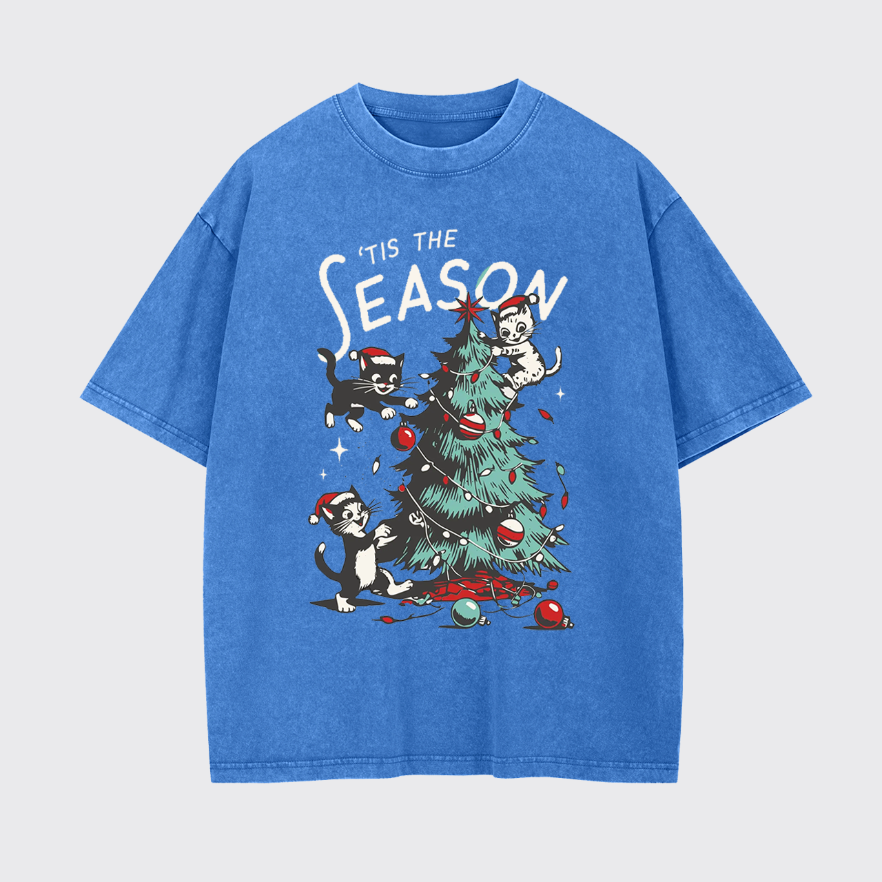 Cats Messing with Christmas Tree Garment-dye Tees
