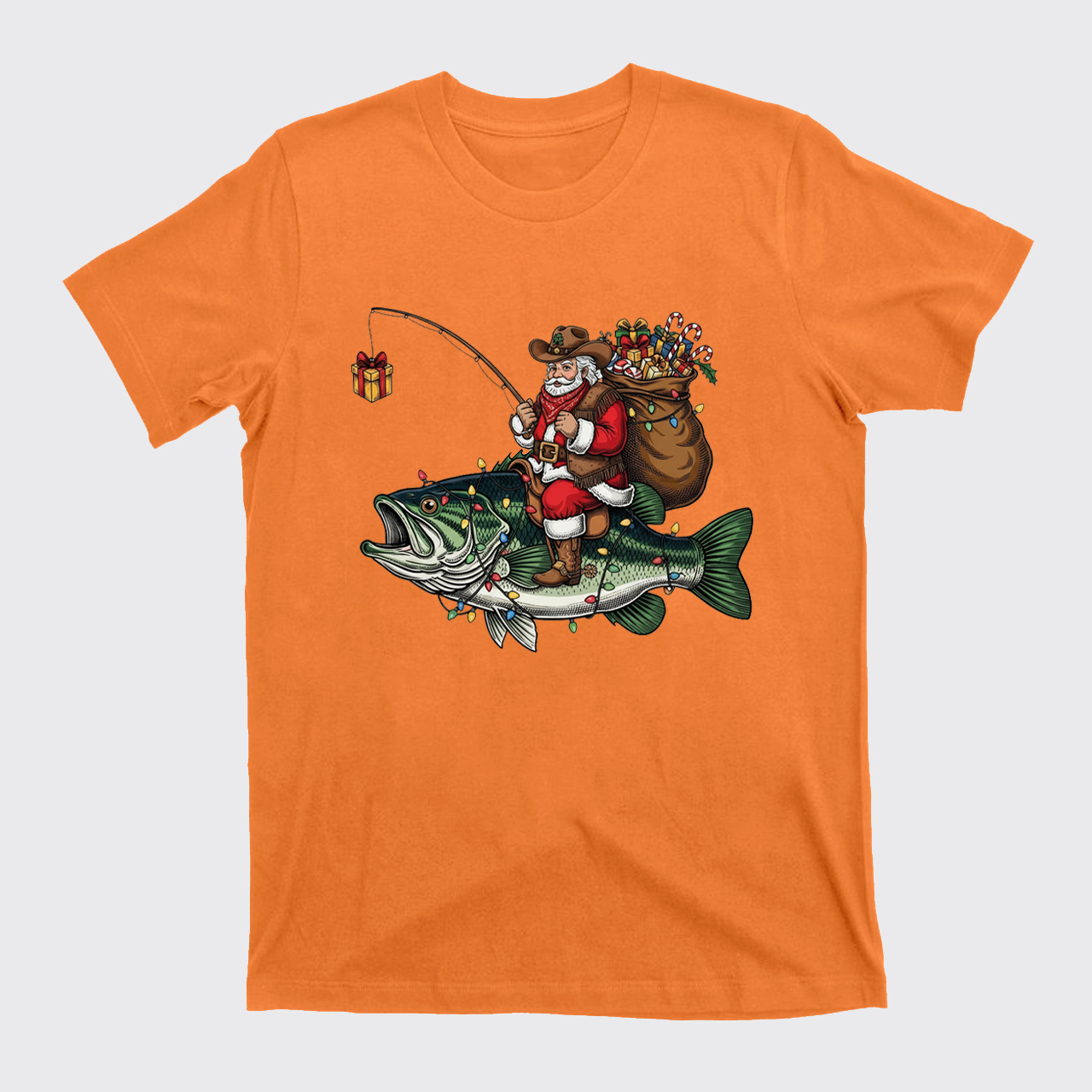 Fishing Santa Christmas Bass Fish T-Shirts