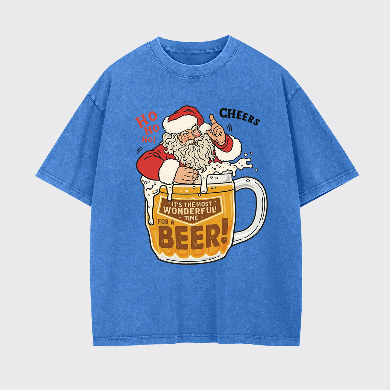 Funny Santa With Beer Garment-dye Tees