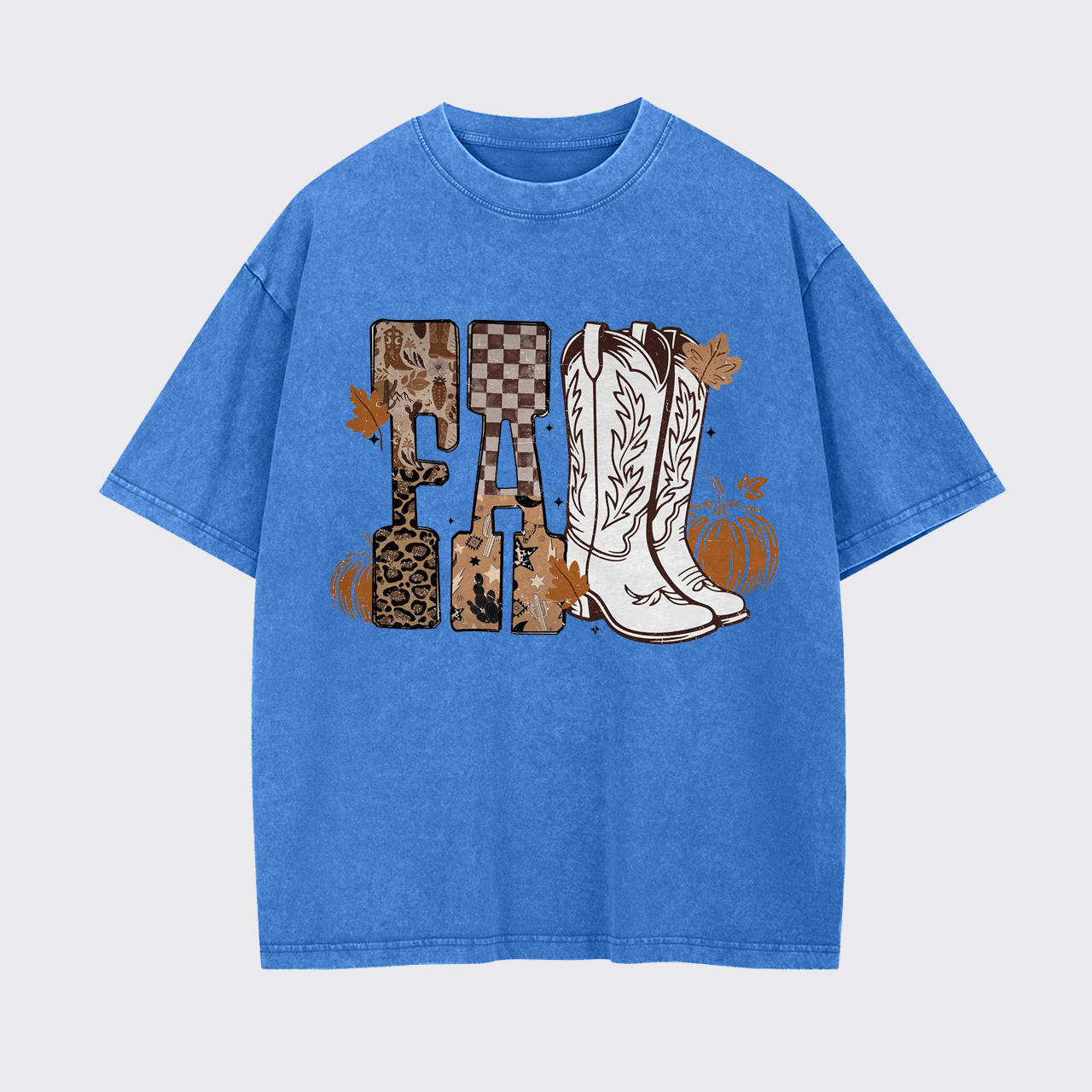 Western Cowgirl Boots Fall Garment-dye Tees