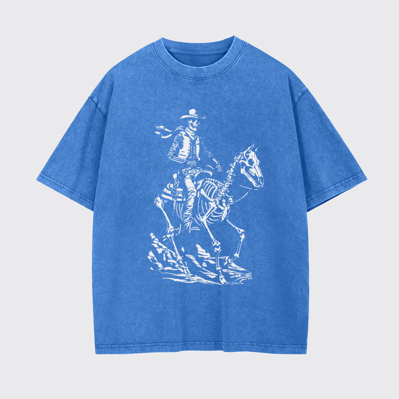 Skeleton Cowboy on Skeleton Horse Garment-dye Tees