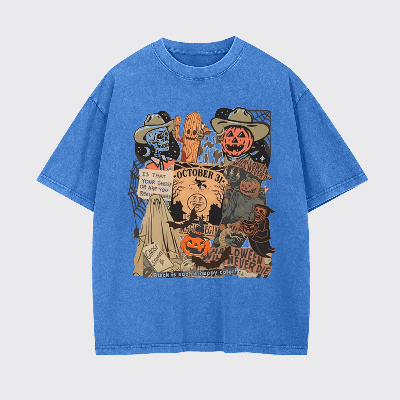 Western Halloween Spooky Skull  Garment-dye Tees