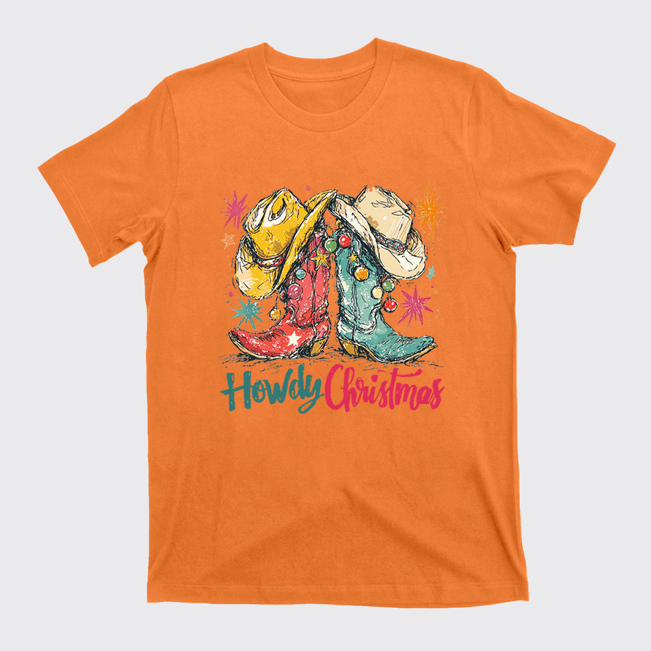 Howdy Christmas Western Cowboy Boot T-Shirts