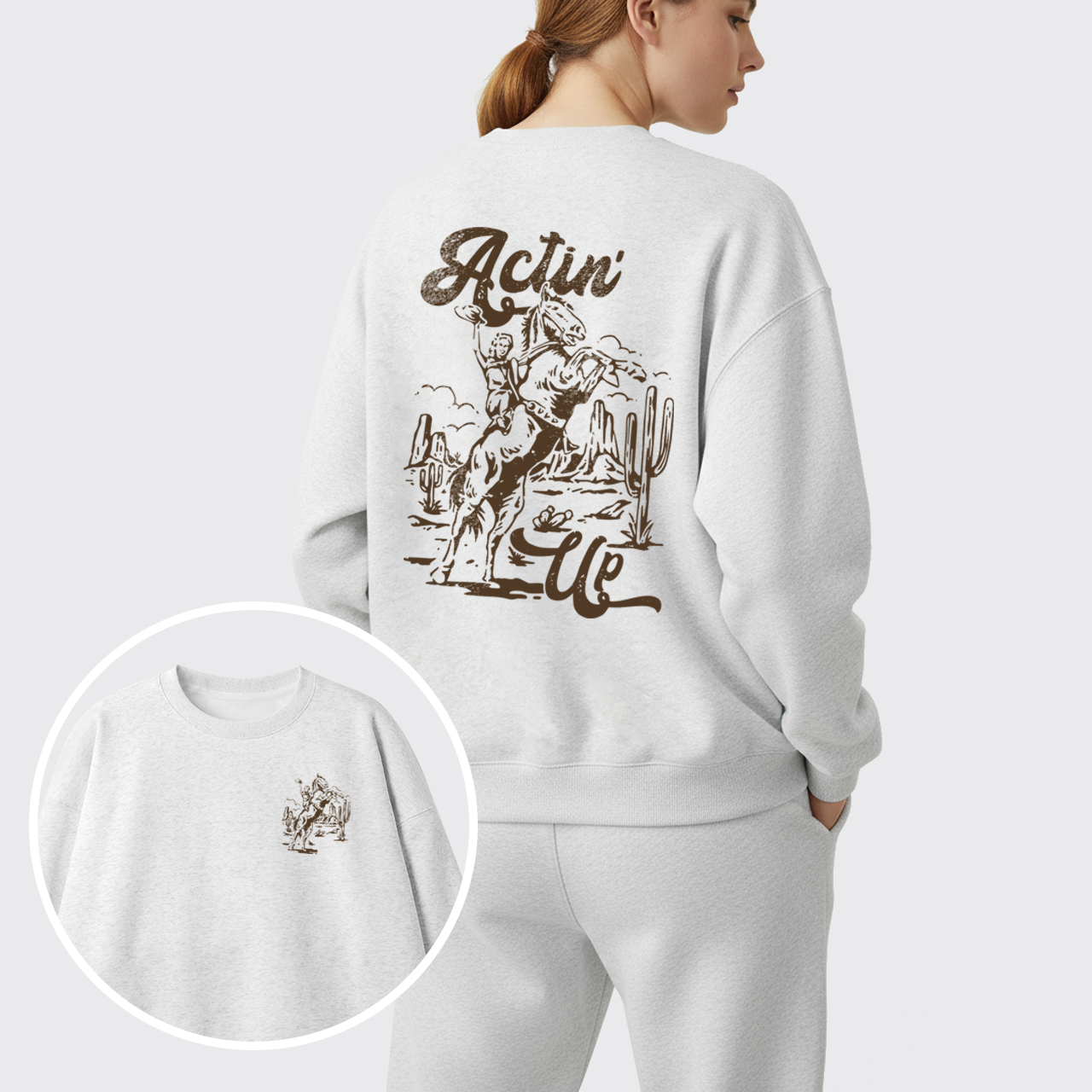 Fleece Hold Your Horses Hoodie Sweatshirt Set