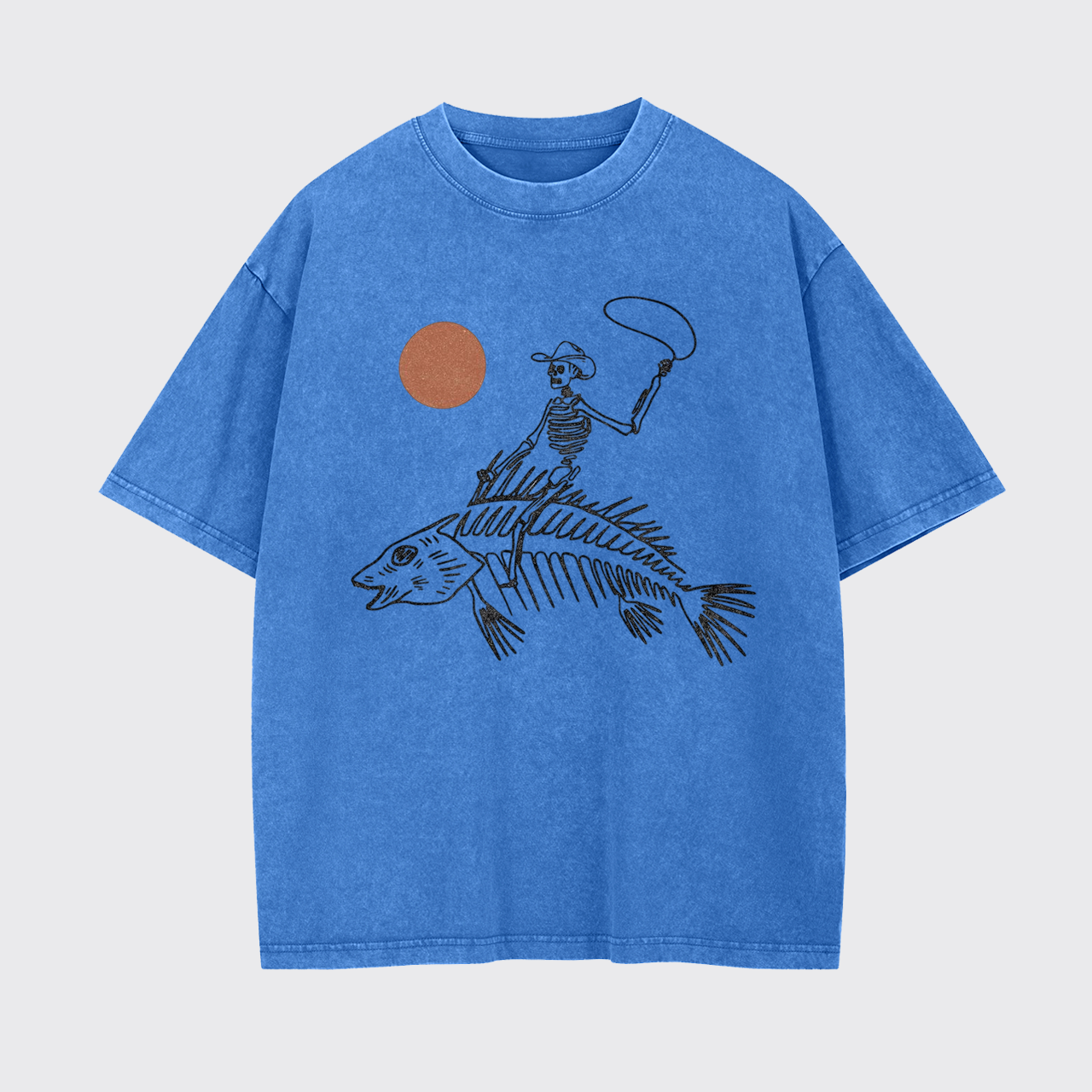 Ride the Waves Skeleton Cowboy Garment-dye Tees