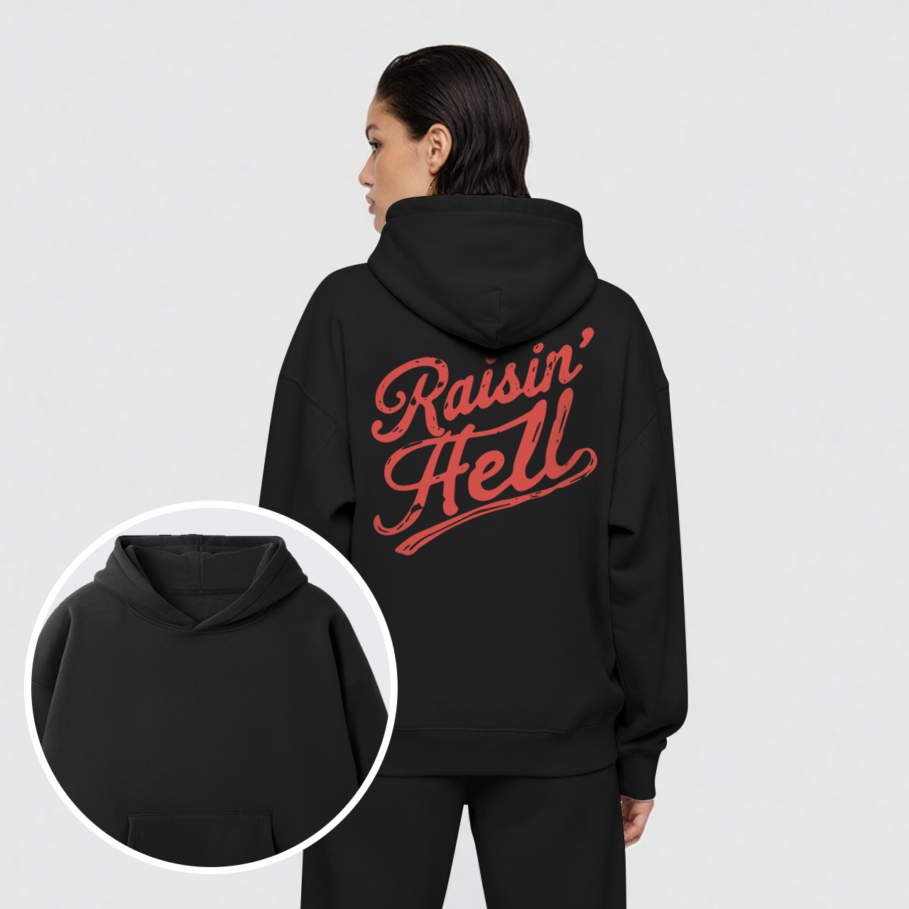 Fleece Vintage Humor Raisin Hell Hoodie Set