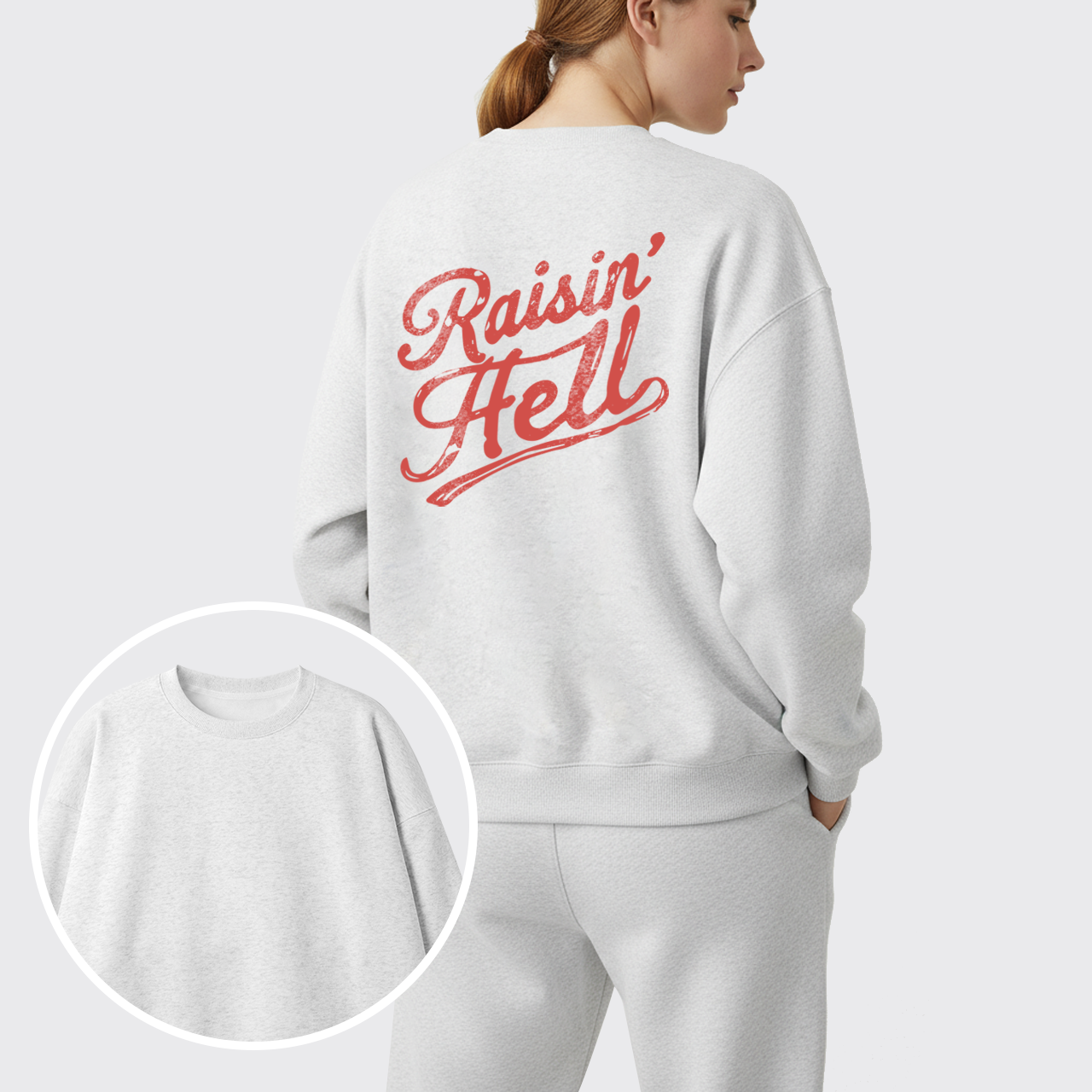 Fleece Vintage Humor Raisin Hell Sweatshirt Set