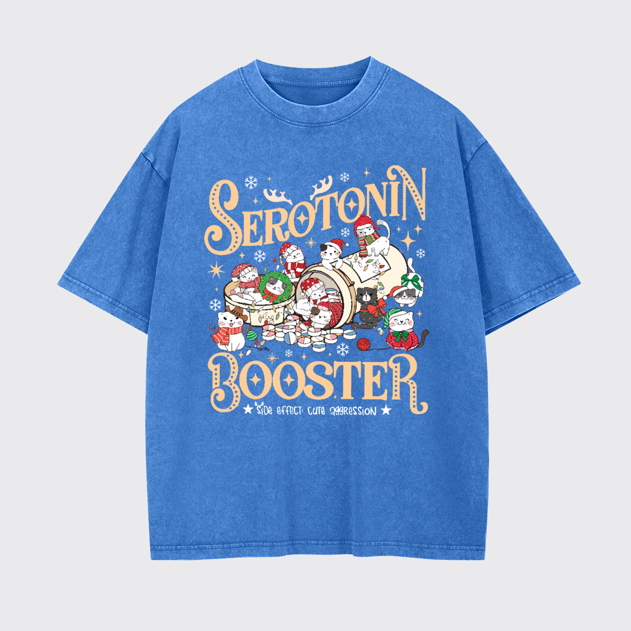 Serotonin Booster Cat Mental Health Christmas Garment-dye Tees
